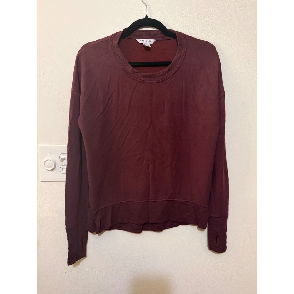 Athleta Coastal Luxe Oversized Sweatshirt Wine Modal Size XS NWOT